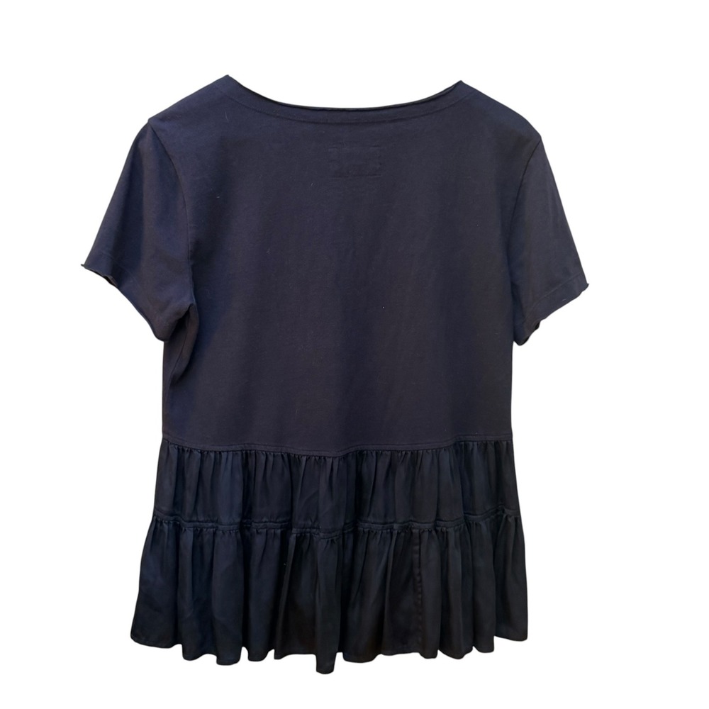 Maeve Louisa Top Womens Size Small Black Tiered Silky Ruffle Boho Minimalist - Picture 5 of 7